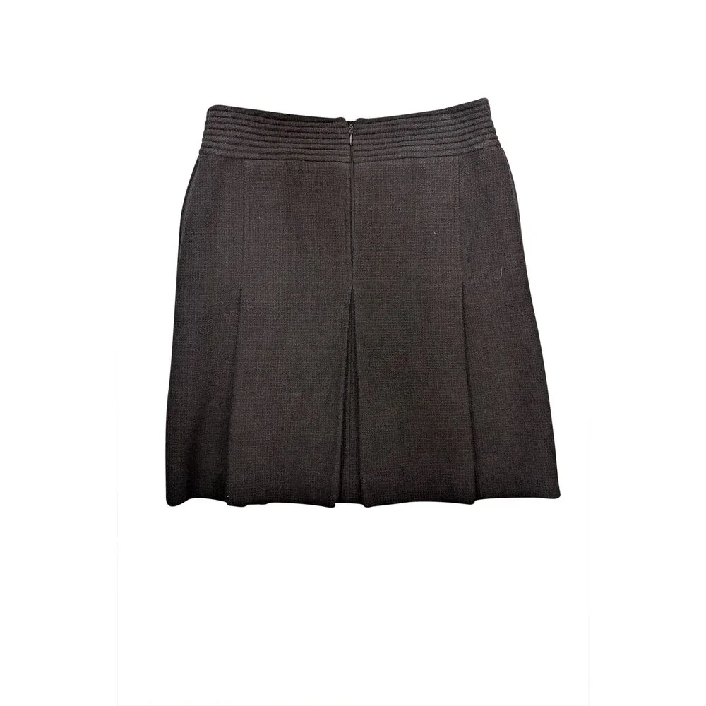 Chanel - Black Tweed Structured Pleated Mini Skirt Sz 4